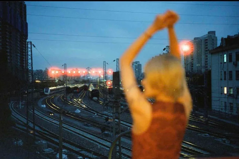 Train blue hour shot on Cinestill 800T with a Canon Elan 7E, developed at Film Park, by Andika