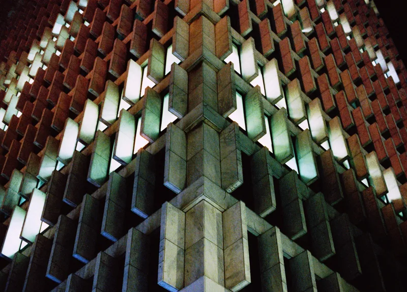 Facade shot on Cinestill 800T with a Nikon FM3A, developed at Dunwoody Photo, by Alexander Paucar