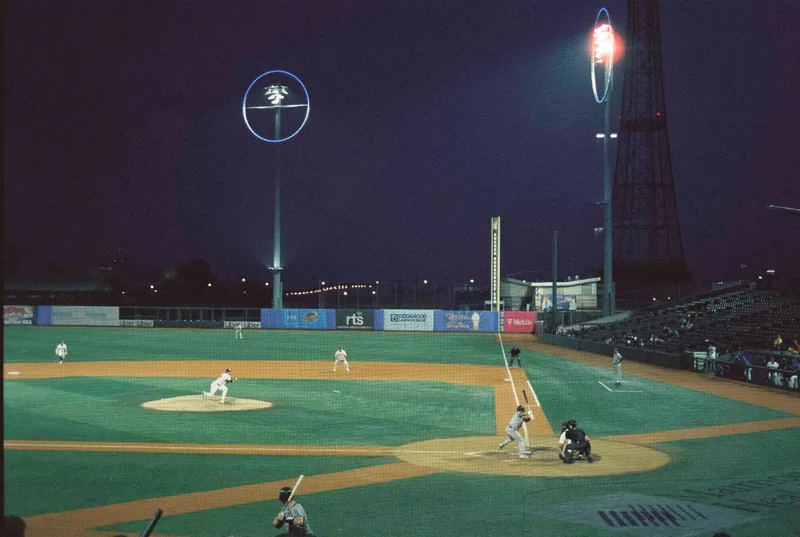Brooklyn Cyclones shot on Cinestill 800T with a Minolta XG-9, developed at Miyagi Studio, by Alber