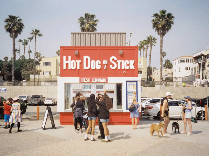 Hot Dog on a Stick shot on Cinestill 50D with a Olympus XA3, developed at Legacy Film Lab, by Clint