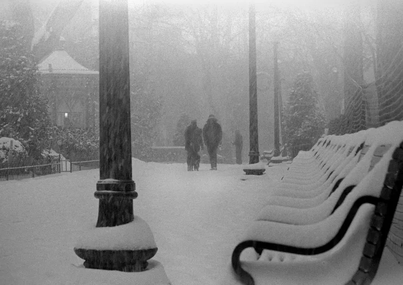 Morning Walk in a Blizzard shot on Ilford HP5 Plus 400 with a Olympus OM-4T, by alexonkow