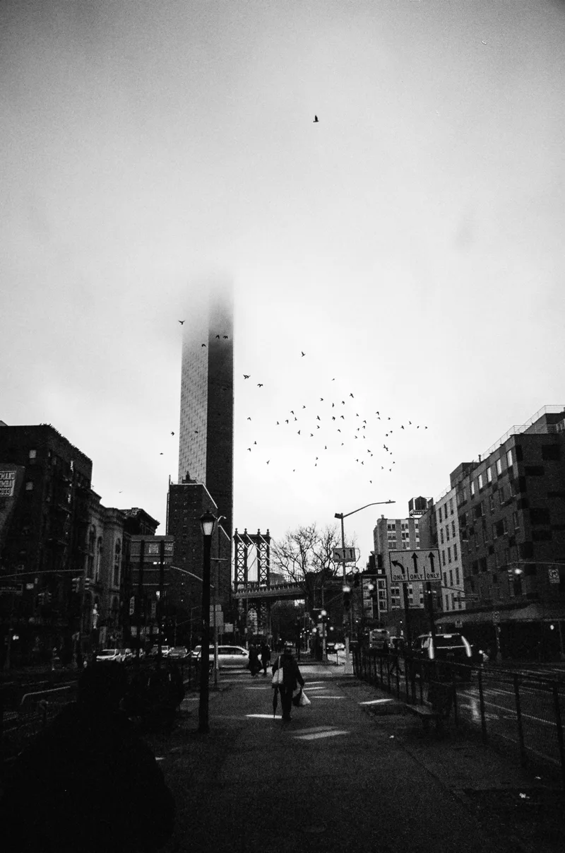 Moody day in the City shot on Ilford HP5 Plus 400 with a Olympus Mju Zoom 105, developed at 992 Photo Life, by Chris K.