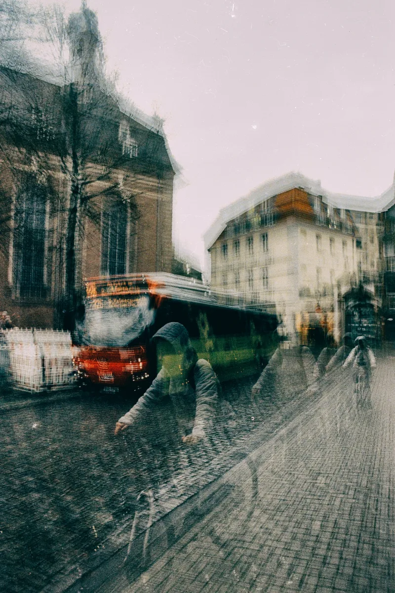 Bus & Bike shot on Müller Foto ISO 400 with a Canon EOS 3000V, developed at Home / Self-Developed, by Adam D'Auria