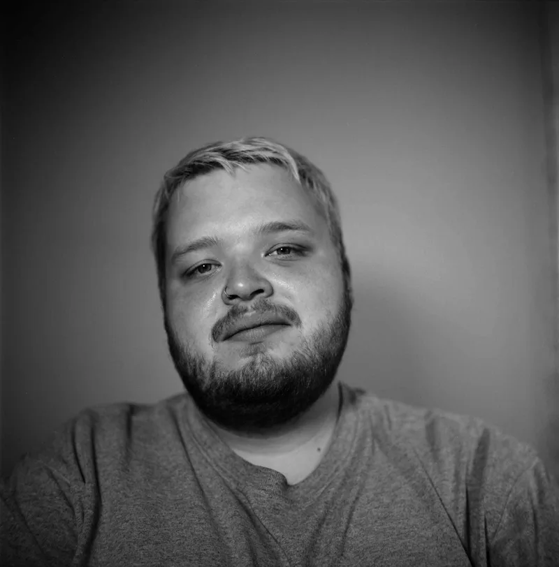 Self Portrait shot on Kodak T-Max 100 with a Yashica Mat-124G, developed at Home / Self-Developed, by Joe Copley