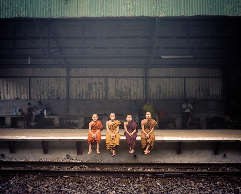 4 Monks shot on Kodak Portra 400 with a Mamiya 7II, developed at Home / Self-Developed, by Kuortam