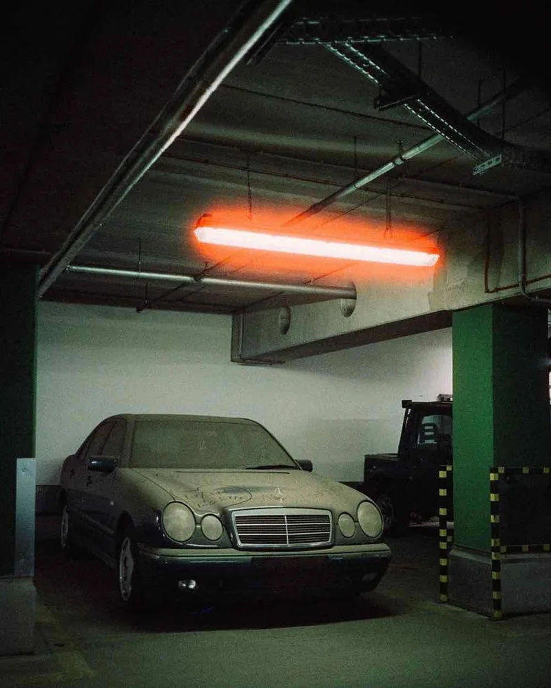 Bug Eye Benz shot on Cinestill 800T with a Ricoh FF-90, by Drew Eisen