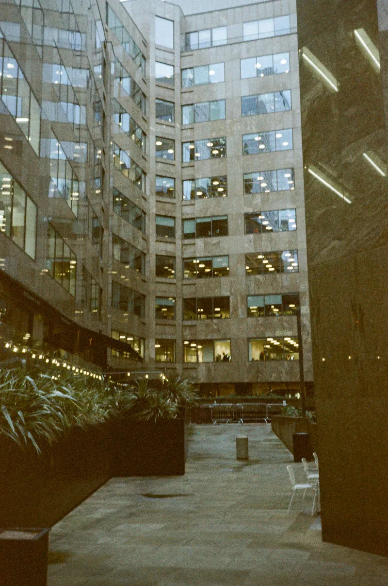 Courtyard shot on Cinemot Lisboa 1999 with a Olympus AF-1 Super, developed at Stuart Cameras, by Steph