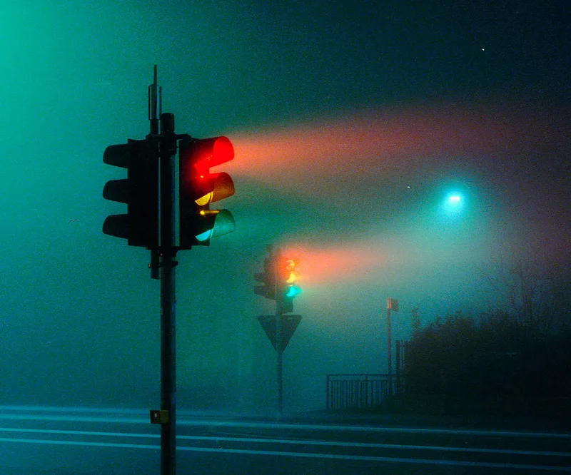 Light drawing in fog shot on Kodak Portra 400 with a Canon A-1, by Cristian Brunelli