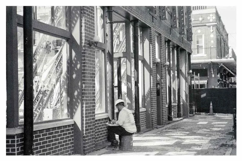 Facade shot on Bergger Pancro 400 with a Contax IIIa, developed at Home / Self-Developed, by Derrick Buckner