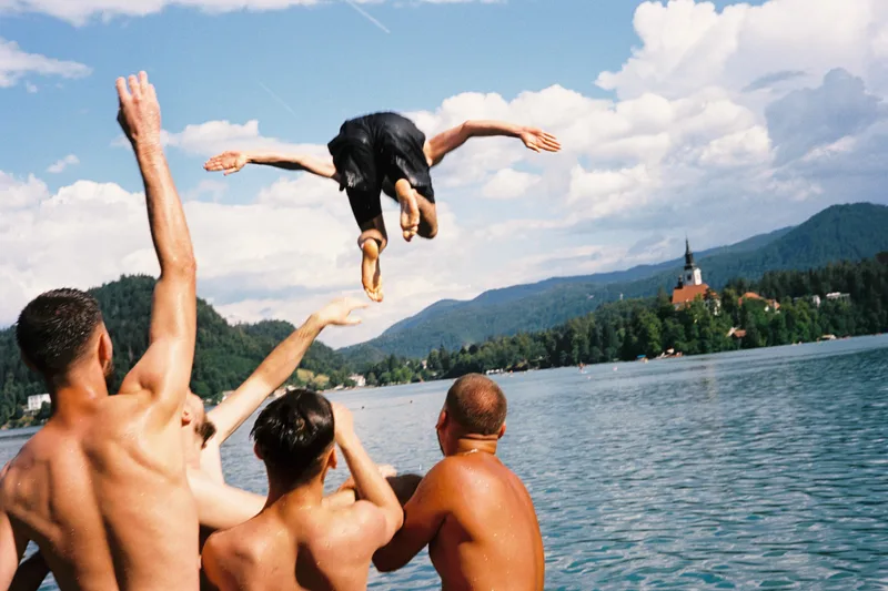 Lake Bled shot on Kodak Gold 200 with a Rollei 35S, developed at Gulabi, by Noah R. Evans