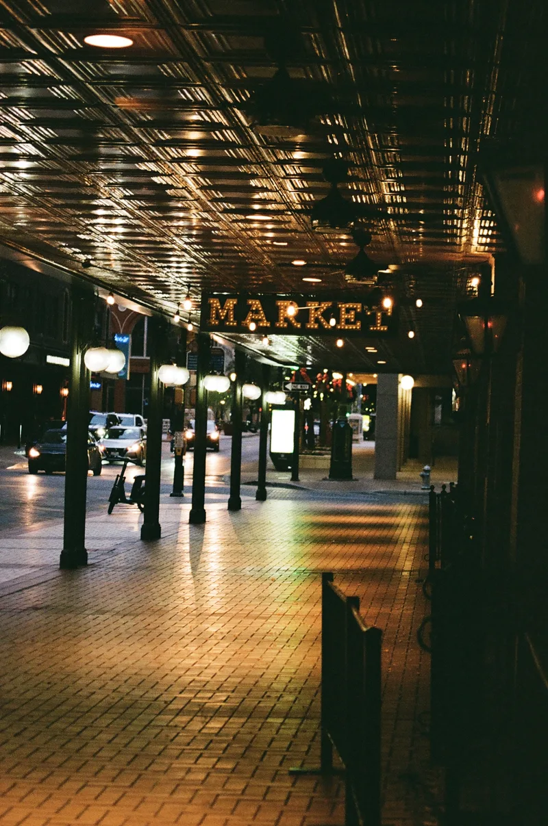 houston st sidewalk shot on Cinestill 400D with a Canon AE-1 Program, developed at San Marcos Film Lab, by HB/FRANKENPAN
