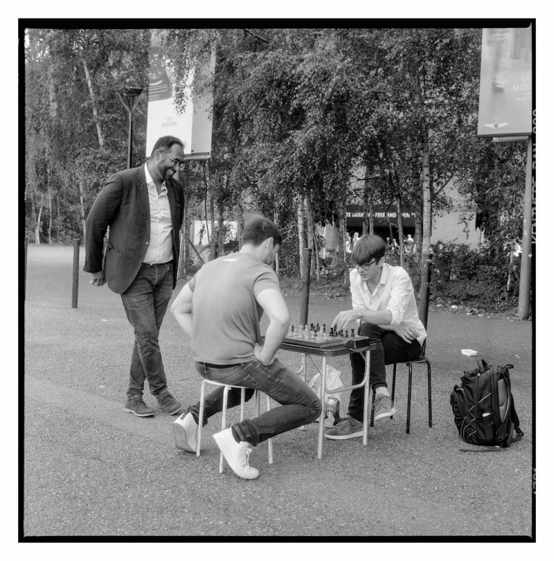 Chess! shot on Kentmere Kentmere 200 with a Rolleiflex 2.8F, developed at Home / Self-Developed, by Stuart Leeds