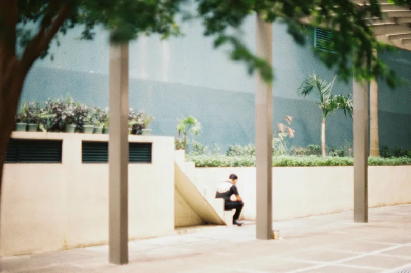 thinking shot on Kodak ColorPlus 200 with a Canon A-1, developed at Wonder Photo Shop by Fujifilm, by lianne