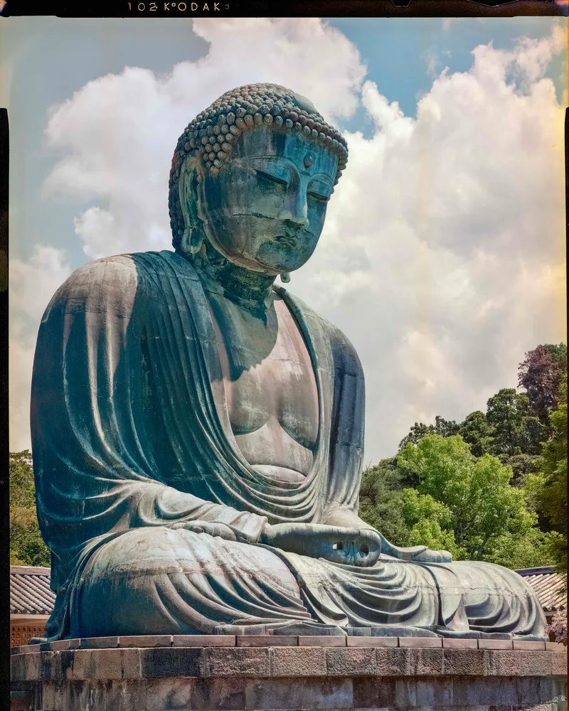 Daibutsu shot on Kodak Vericolor III with a Intrepid 4x5, developed at Home / Self-Developed, by Nicholas Smith