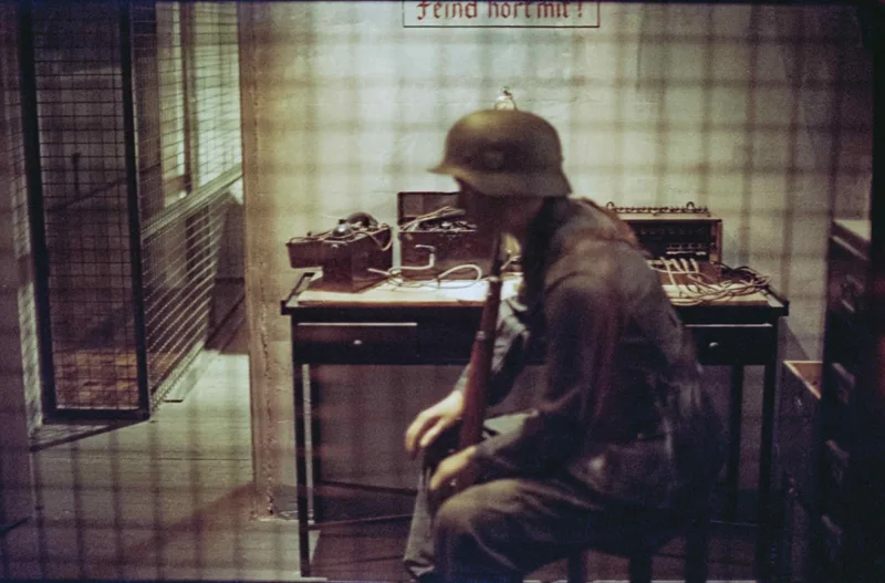 Lonely soldier shot on Cinestill 800T with a Nikon F3 HP, developed at Photo Labo, by Cheikh