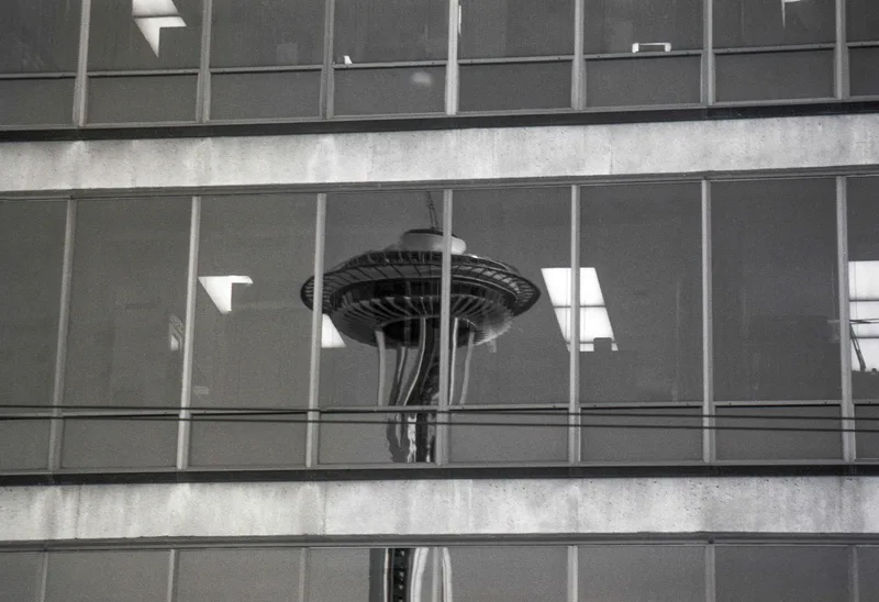 Space Needle shot on Kodak T-Max 100 with a Nikon N8008s, developed at Ivey Seright, by Andy Keck