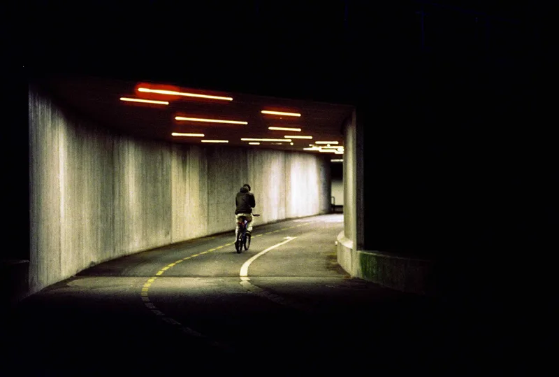 Tunnel shot on Cinestill 800T with a Leica M6 Classic, developed at Stavanger Foto, by Mads B Jakobsen