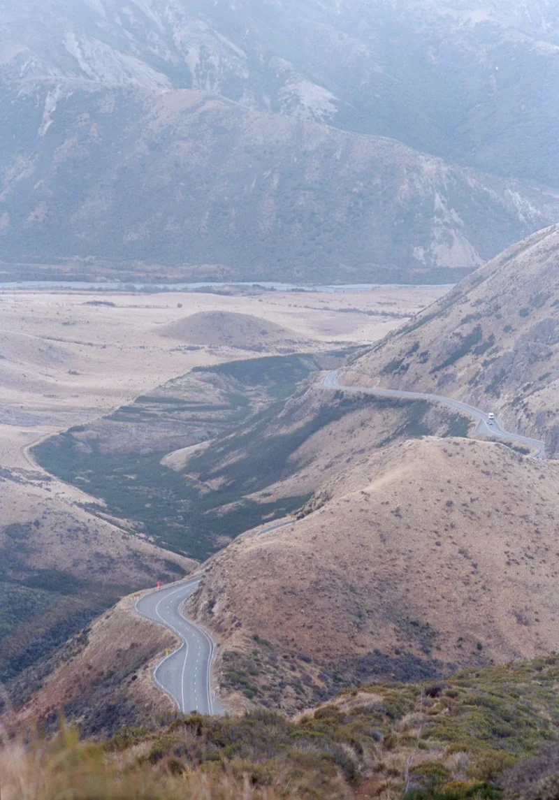 windy road hrough the mountain pass shot on Kodak Portra 400 with a Pentax MZ-S, developed at Home / Self-Developed, by ap4y