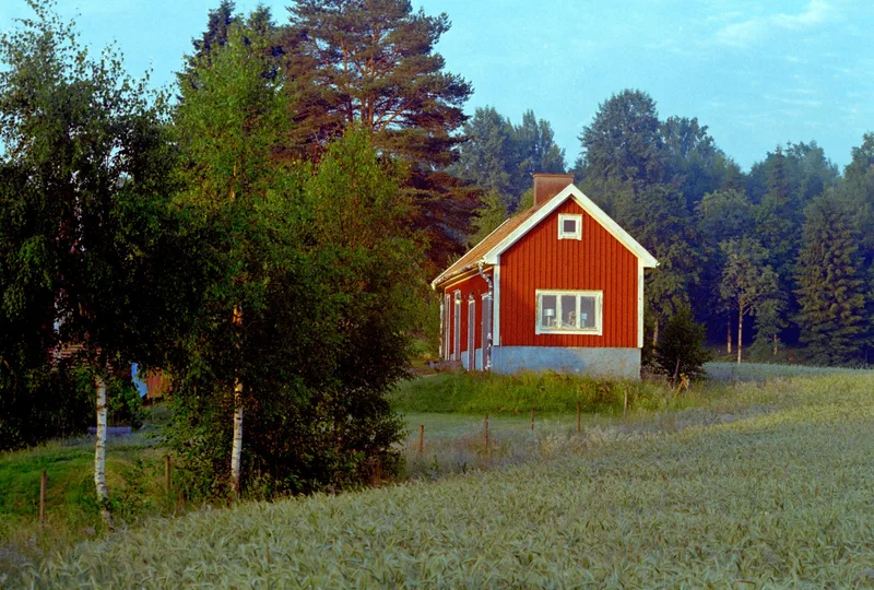 Morning Light on a Red Cottage shot on Kodak Gold 200 with a Canon AV-1, developed at Home / Self-Developed, by lillepv