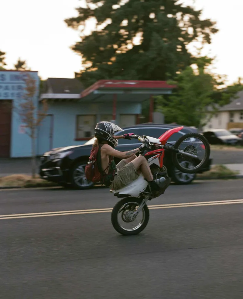Wheelie summer shot on Fujifilm Pro 400H with a Pentax 67, developed at The Shutterbug, by Squid