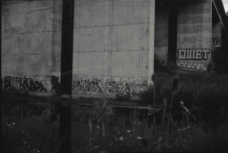 Graffiti shot on Japan Camera Hunter StreetPan 400 with a Minolta Hi-Matic E, by Josh