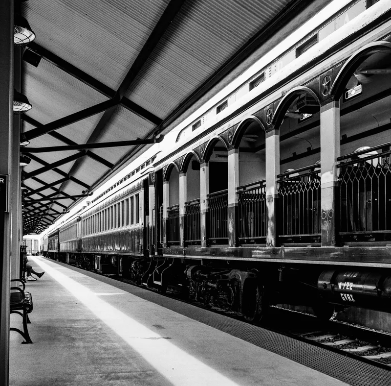 Grapevine Vintage Railroad shot on Cinestill BWXX 200 with a Yashica C, developed at Fort Worth Camera, by Tom