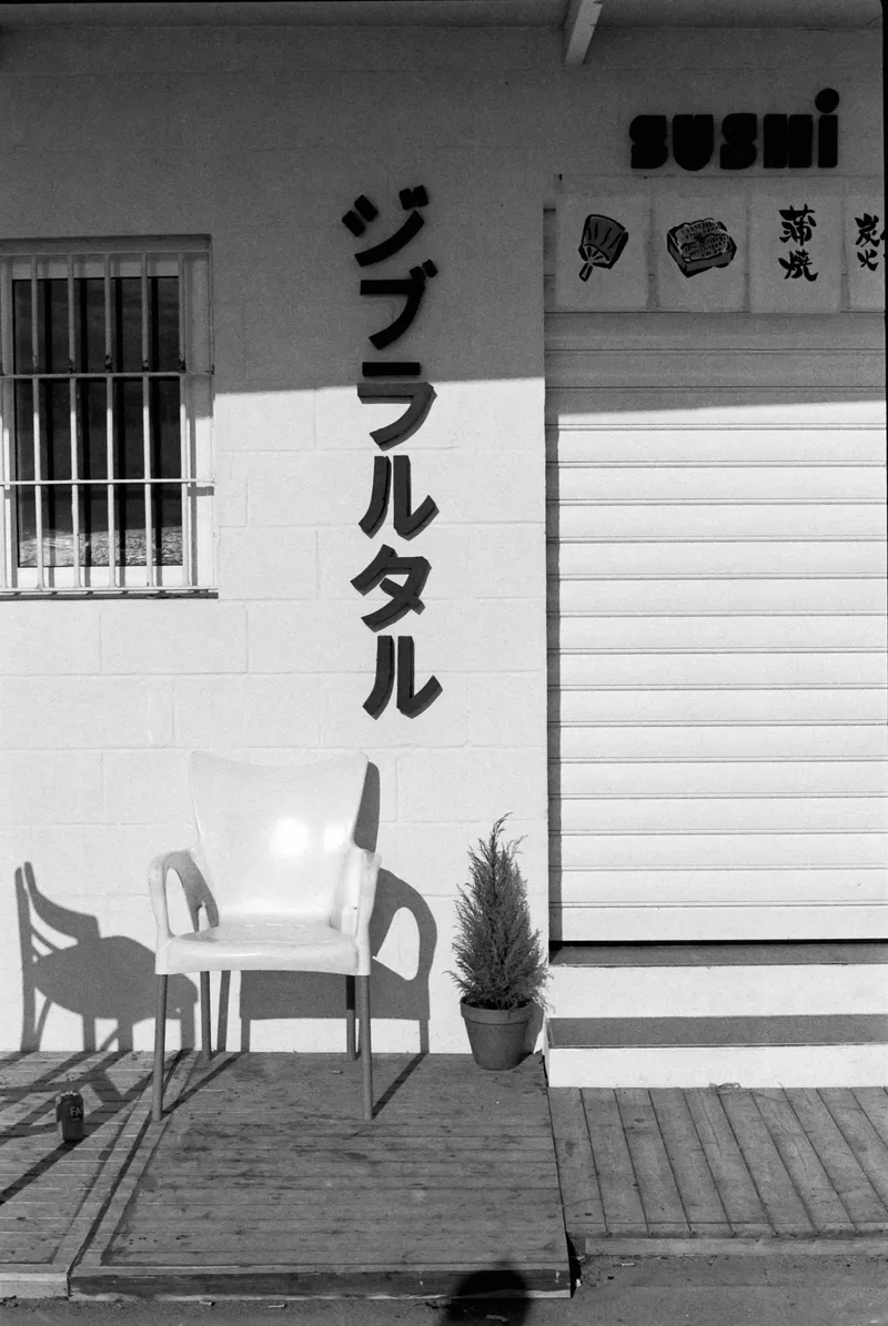 Sushi seat shot on Shanghai GP3 with a Canon AE-1, developed at Home / Self-Developed, by Mark Beadle