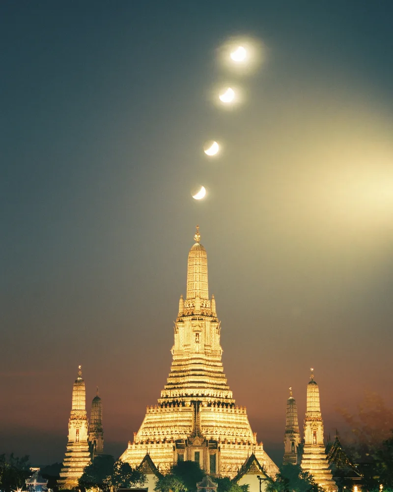 Moon Path Over Wat Arun shot on Kodak Portra 400 with a Pentax 645N, by NOT