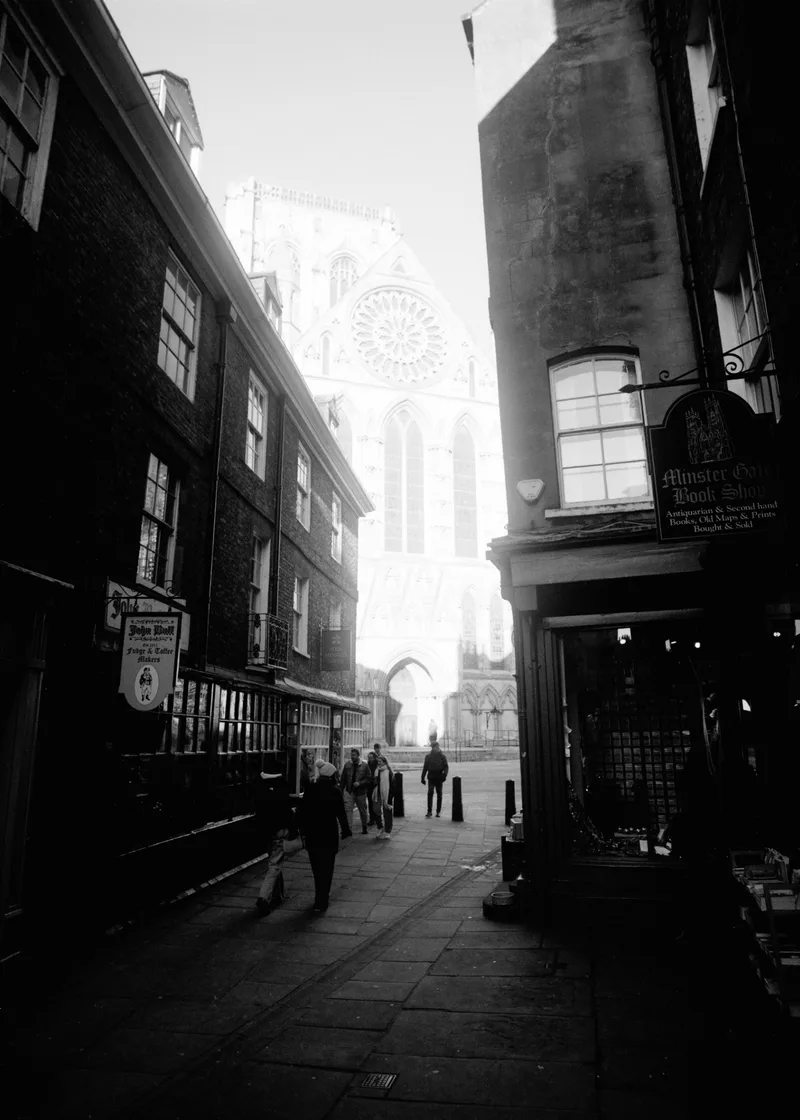 York Minster in Sunlight shot on Ilford Delta 400 with a Mamiya 645 Pro TL, by Benjamin