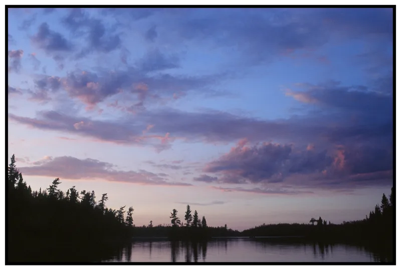 Boundary Waters Sunset shot on Kodak Ektachrome E100 with a Olympus OM-1, developed at Englewood Camera, by Noah