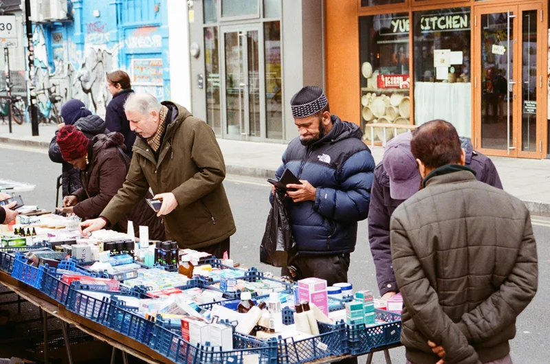 Market shot on Kodak UltraMax 400 with a Nikon F4e, developed at London Film Lab, by Tom Page