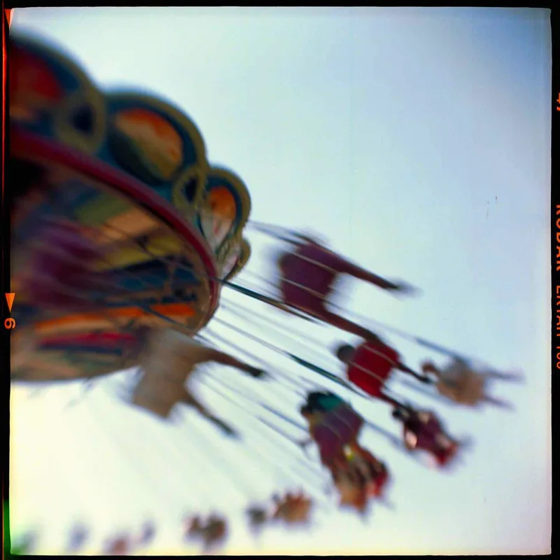 Funfair shot on Kodak Ektar 100 with a Kodak Brownie Hawkeye Flash, developed at Home / Self-Developed, by PB
