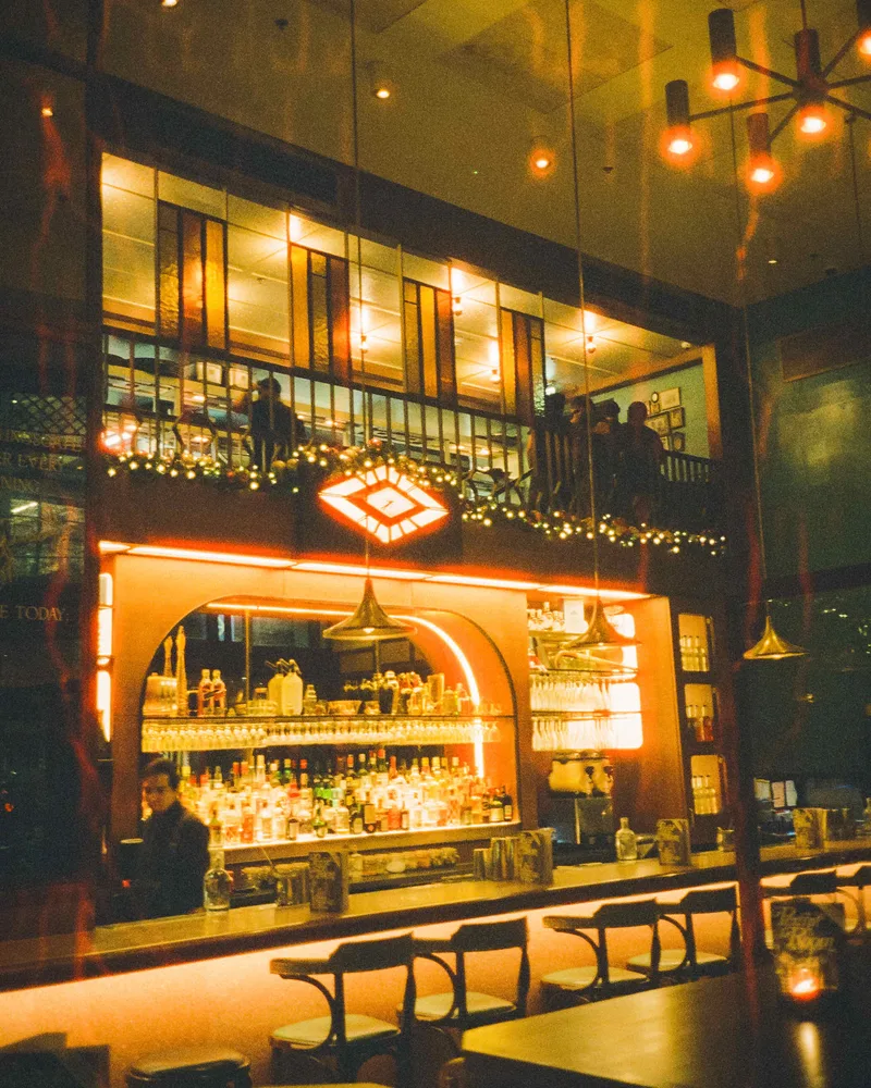 Dinner at Dishoom shot on Cinestill 800T with a Olympus AF-1 Super, developed at Foto Americaine, by Steph