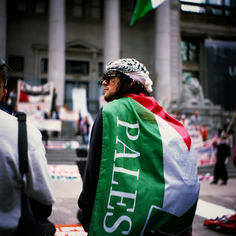Free Palestine shot on Fujifilm Provia 400F with a Seagull 4B-1, developed at The Lab Vancouver, by Kryptexz