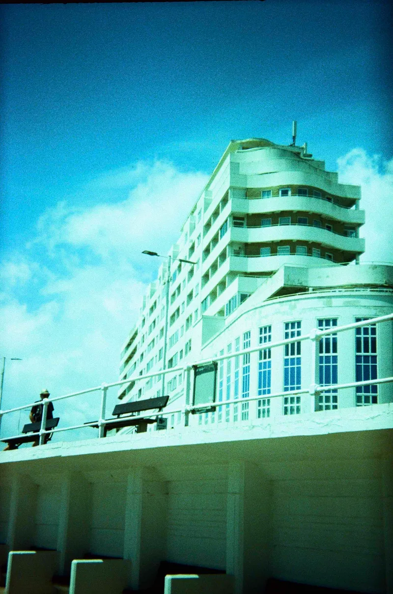 Marine Court, St Leonards shot on Lomography XPro Chrome 100 with a Holga 135, developed at Take It Easy, by Jon