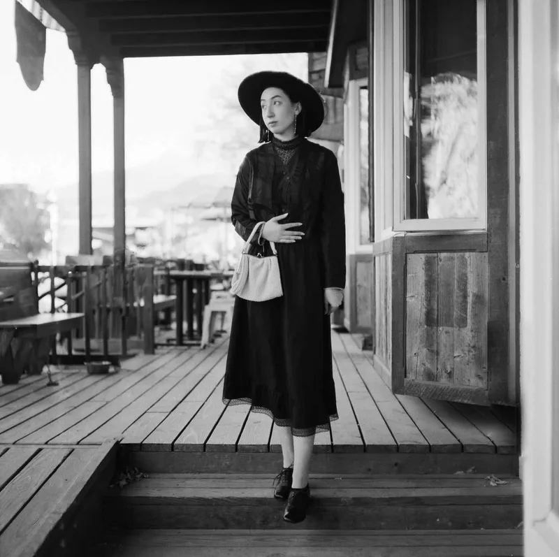 Ridgway, Colorado. Historically themed portrait. shot on Ilford HP5 Plus 400 with a Mamiya C220, developed at Richard Photo Lab, by Gunnison Clamp