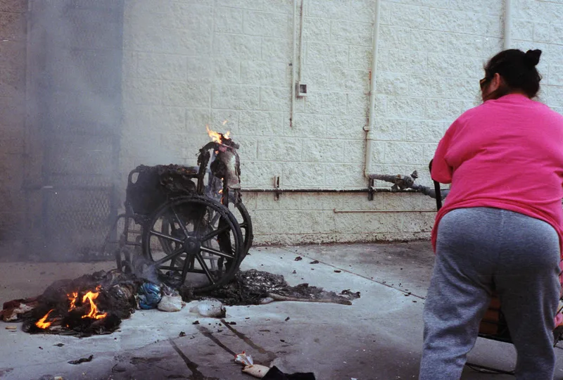chair fire shot on Kodak Portra 400 with a Zeiss IkonZM, by Mike Ginn
