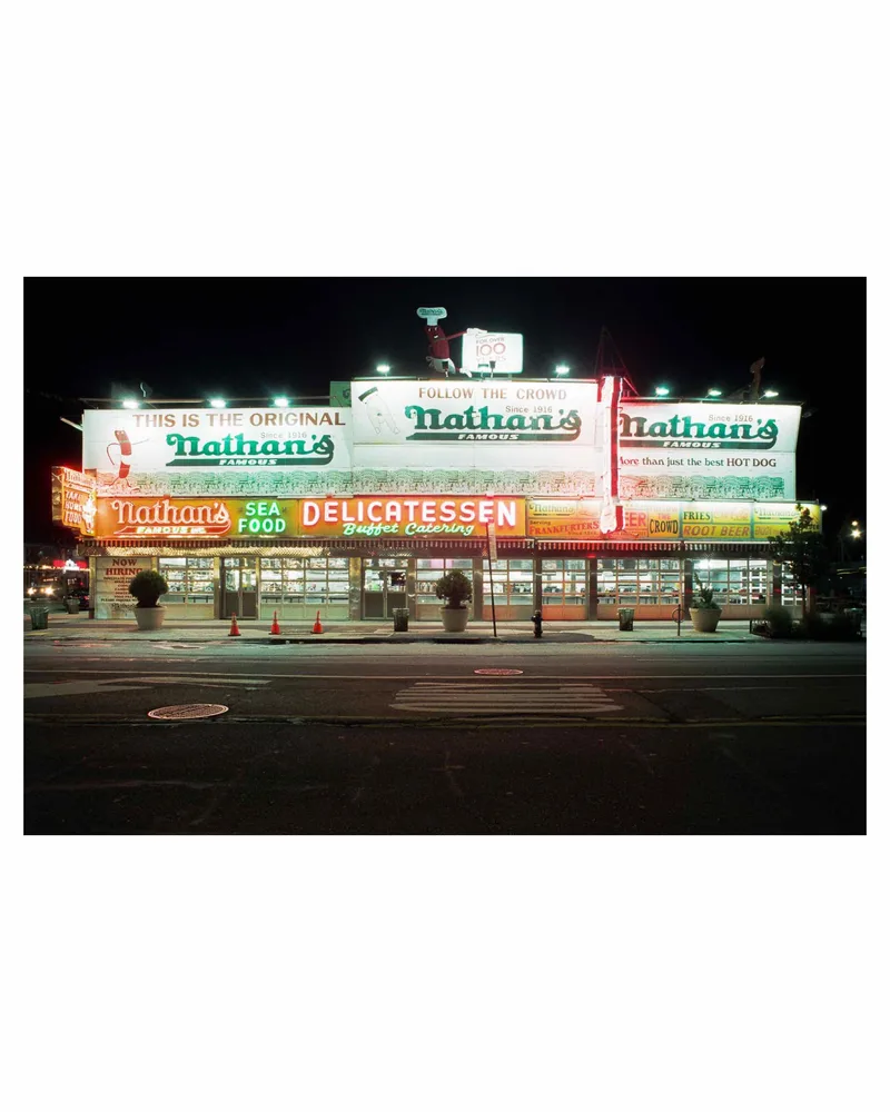 Nathan’s Famous on Expired film shot on Fujifilm Superia 800 with a Canon A-1, developed at Pro Image Photo, by Fershootsfilm