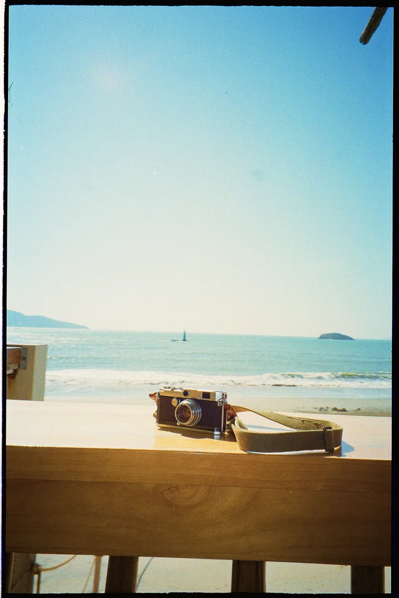 Buoys, Beach Bars, and my Canon L2 with a Battle-worn Strap shot on PERUTZ Image 160 with a Olympus Mju Zoom 105, developed at Home / Self-Developed, by Blaze_BIG