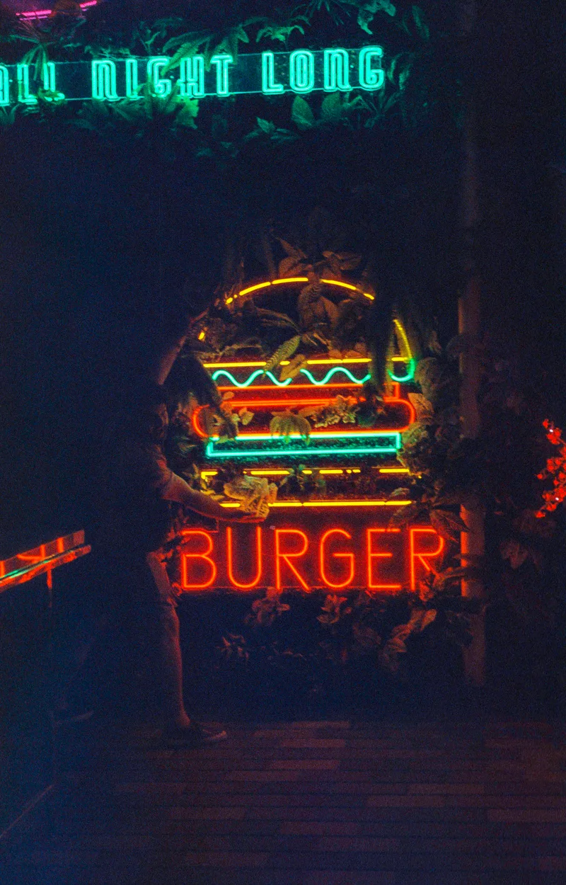 Burger Joint shot on VibePhoto 800 VibePhoto 800 with a Canon F-1n, developed at Moyo, by Darren Fielding