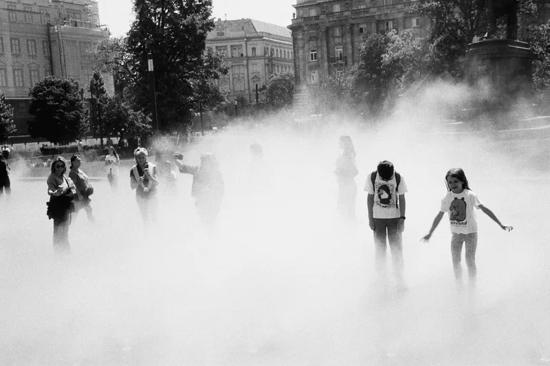 Staying Cool shot on Ilford HP5 Plus 400 with a Rollei 35S, developed at Gulabi, by Noah R. Evans