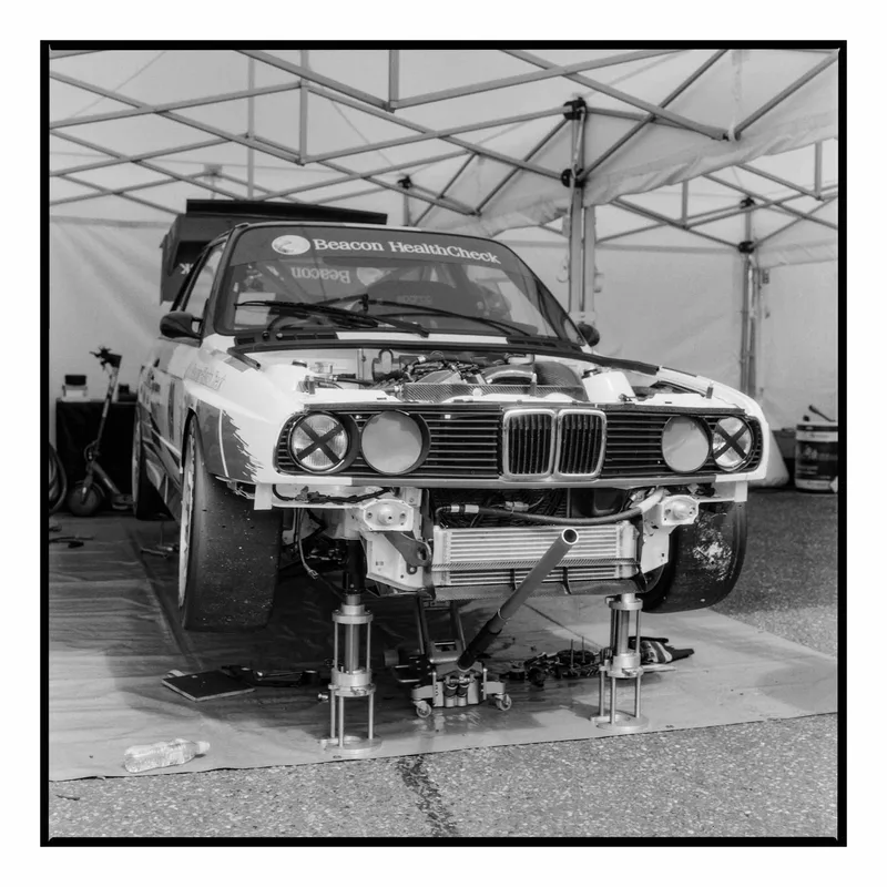 M3 Race Prep! shot on Kentmere Kentmere 200 with a Rolleiflex 2.8F, developed at Home / Self-Developed, by Stuart Leeds