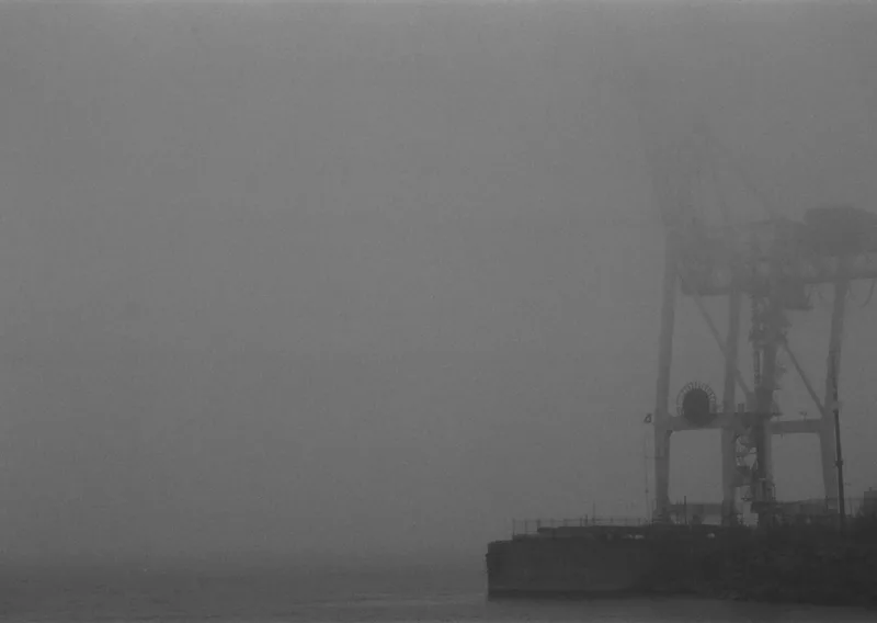 Crane in Fog shot on Ilford HP5 Plus 400 with a Nikon F65, developed at Studio Argentique, by Vince