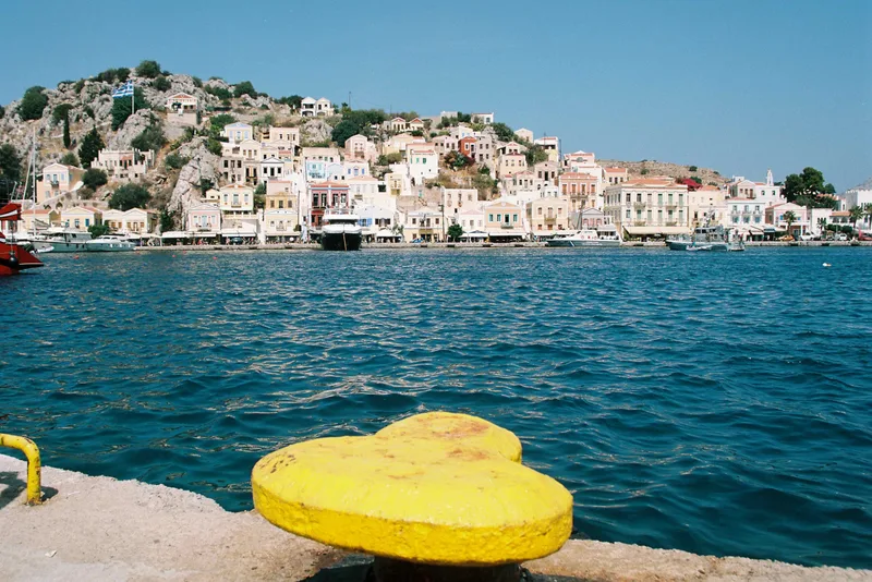 Harbours edge, Symi, Greece shot on Santa film Color 100 with a Canon EOS 50E, developed at The Bigger Picture, by David Lee