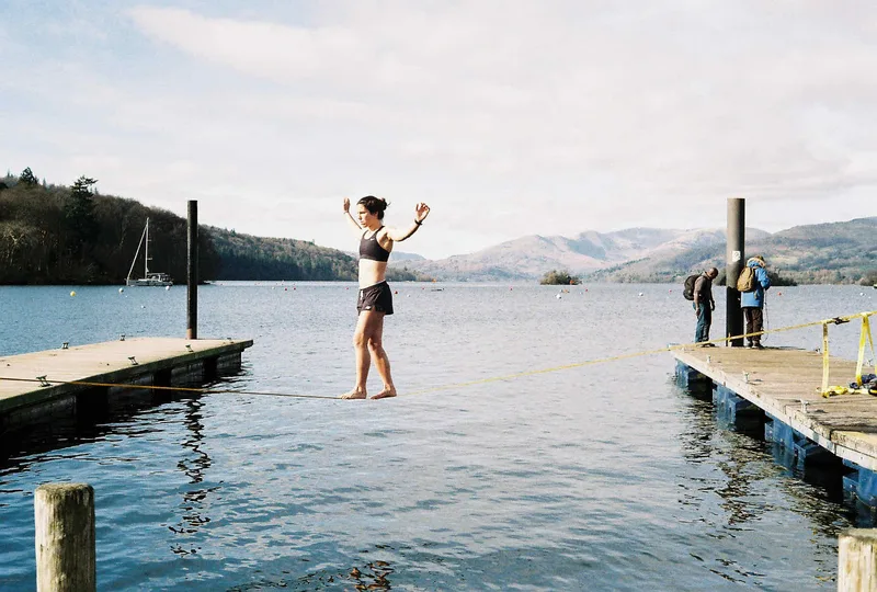 Slacklining shot on Kodak UltraMax 400 with a Canon Canonet G-III QL17, developed at Peak Imaging, by Noah R. Evans