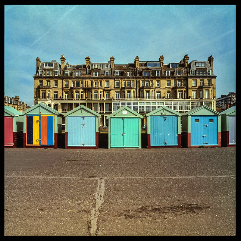 Hove Huts shot on Kodak Gold 200 with a Mamiya 6_Automat_II, developed at Home / Self-Developed, by Stuart Leeds