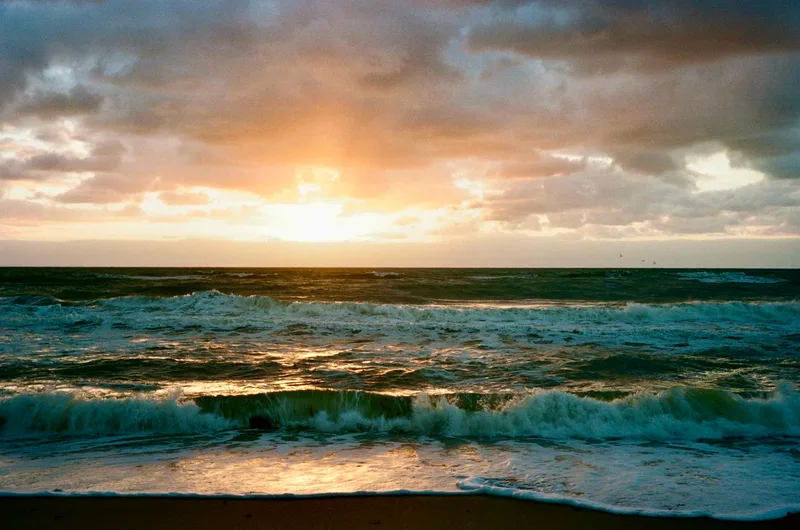 Sunrise Atlantic shot on Kodak Portra 160 with a Canon Canonet G-III QL17, developed at Taylor House Studios, by Ray