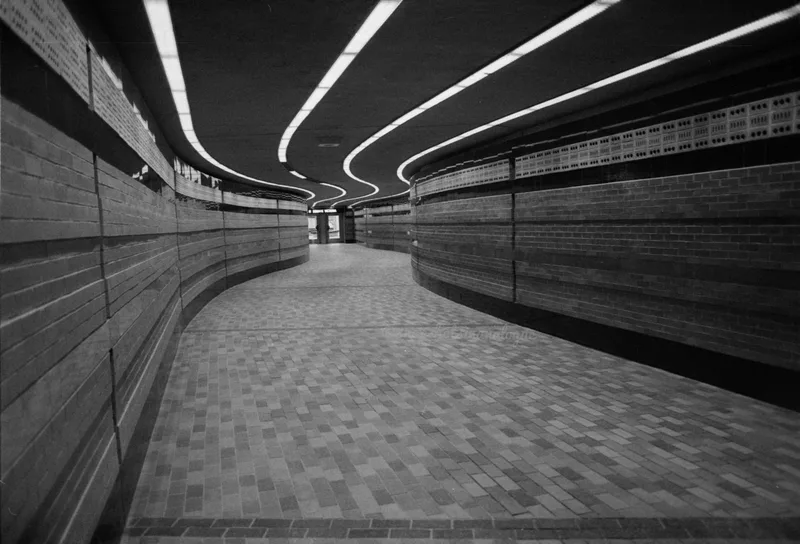 Square-Victoria Metro Entrance shot on Ilford Delta 400, by Anthony