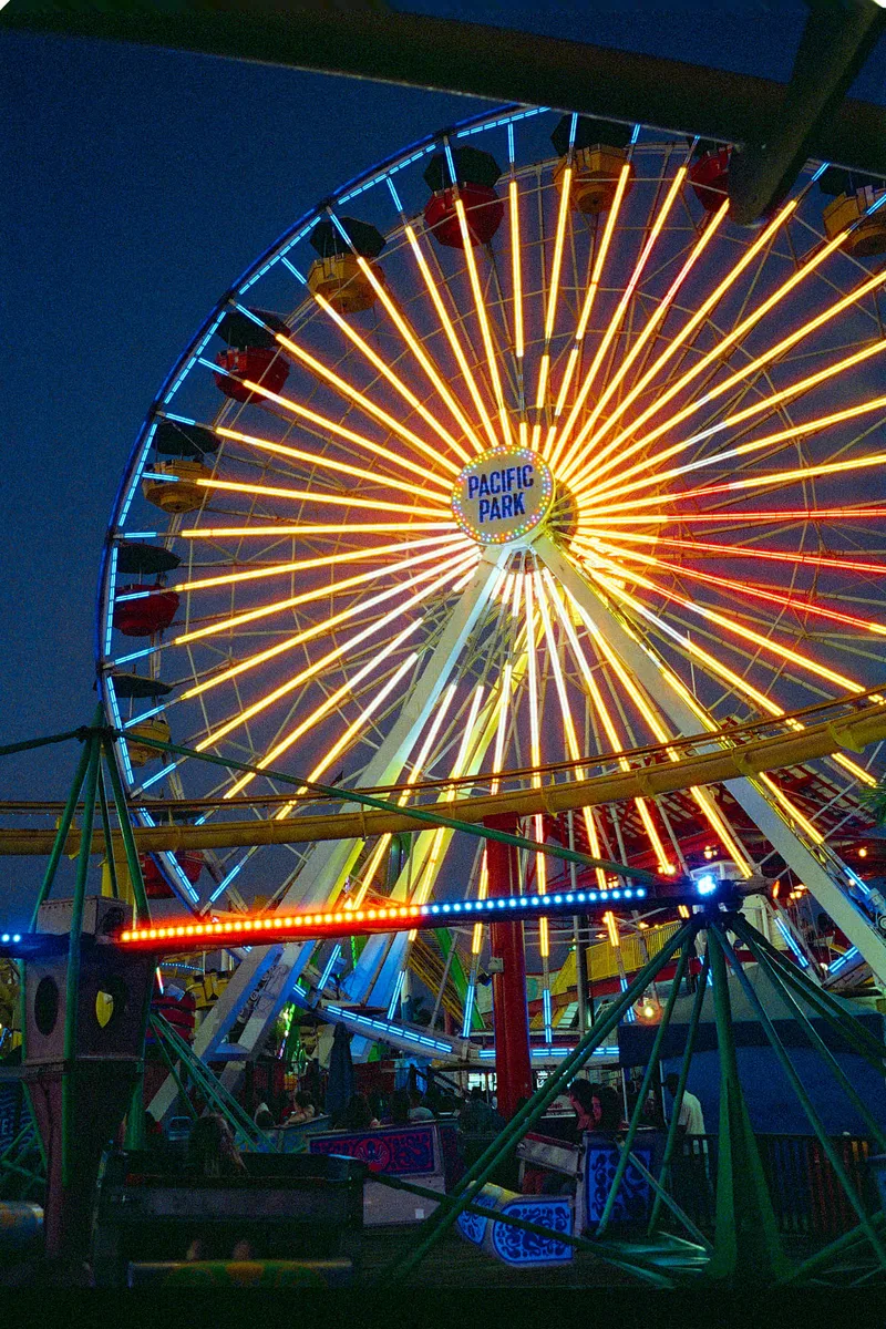 Santa Monica lights 🎡 shot on Cinestill 800T with a Nikon 35ti, developed at J & F Photo Lab, by Carlos Cortes
