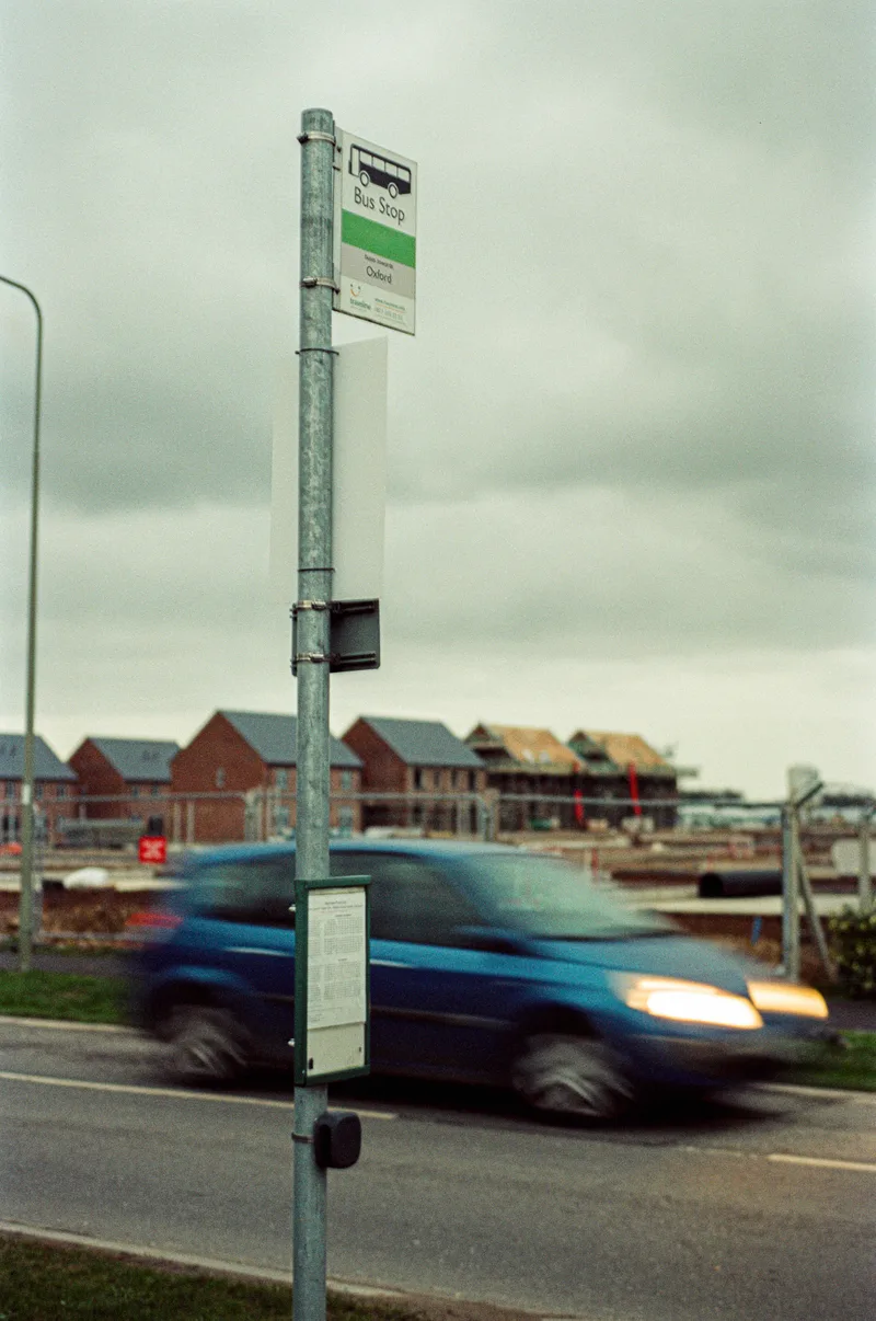 Bus stop shot on Silbersalz 250D with a Nikon F801, developed at Analogue Wonderland, by theo